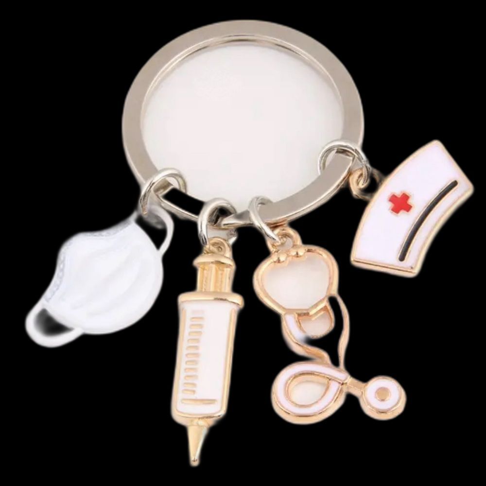 BAG CHARM White Nurse Themed Keychain NIP